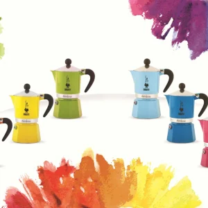 Vente flash 💯 Bialetti Cafetière Italienne Rainbow 3 Tasse, Jaune – Pot à Espresso 💯 9