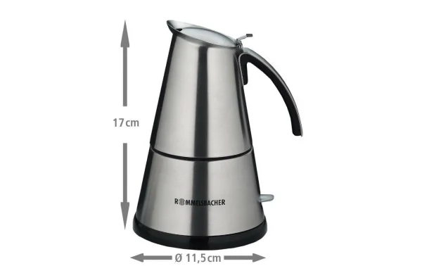 Grosses soldes ✨ Rommelsbacher Cafetière Italienne 20.EKO 364/E 4 Tasse, Argenté – Pot à Espresso 👏 3